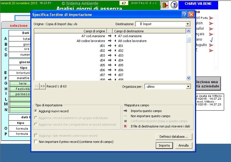 I dati devono essere forniti  dall’archivio di rilevazione presenze a I dati devono essere forniti  dall’archivio di rilevazione presenze